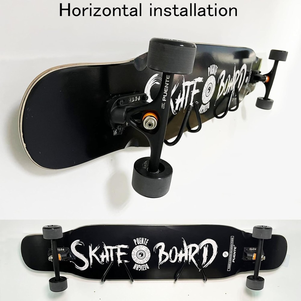 2 Pack Universal Skateboard Wall Mount Rack. Horizontally/Vertically Wall Mounte