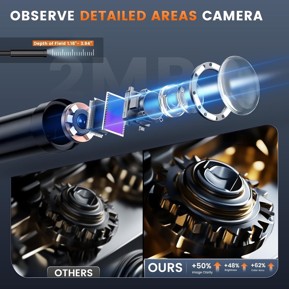 50FT Endoscope Camera W/ Light Snake Borescope Endoscope Inspection Camera Pipe