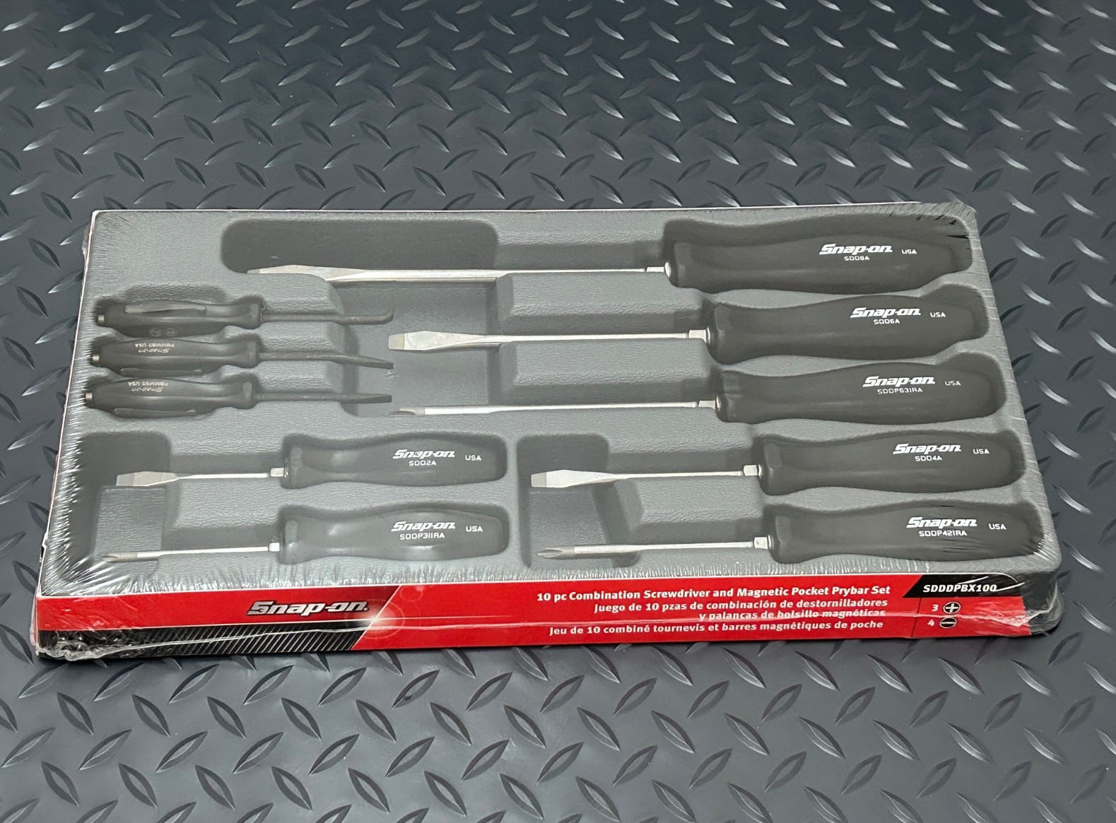 Snap On 10pc Black Hard Handle Combination Screwdriver Prybar Set SDDDPBX100 New