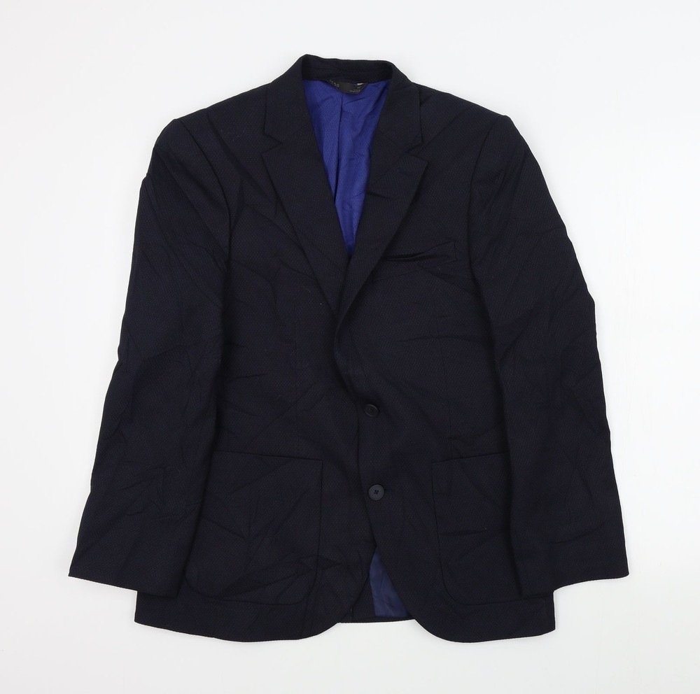 M&S Mens Blue Polyester Blend Jacket Suit Jacket Size 38
