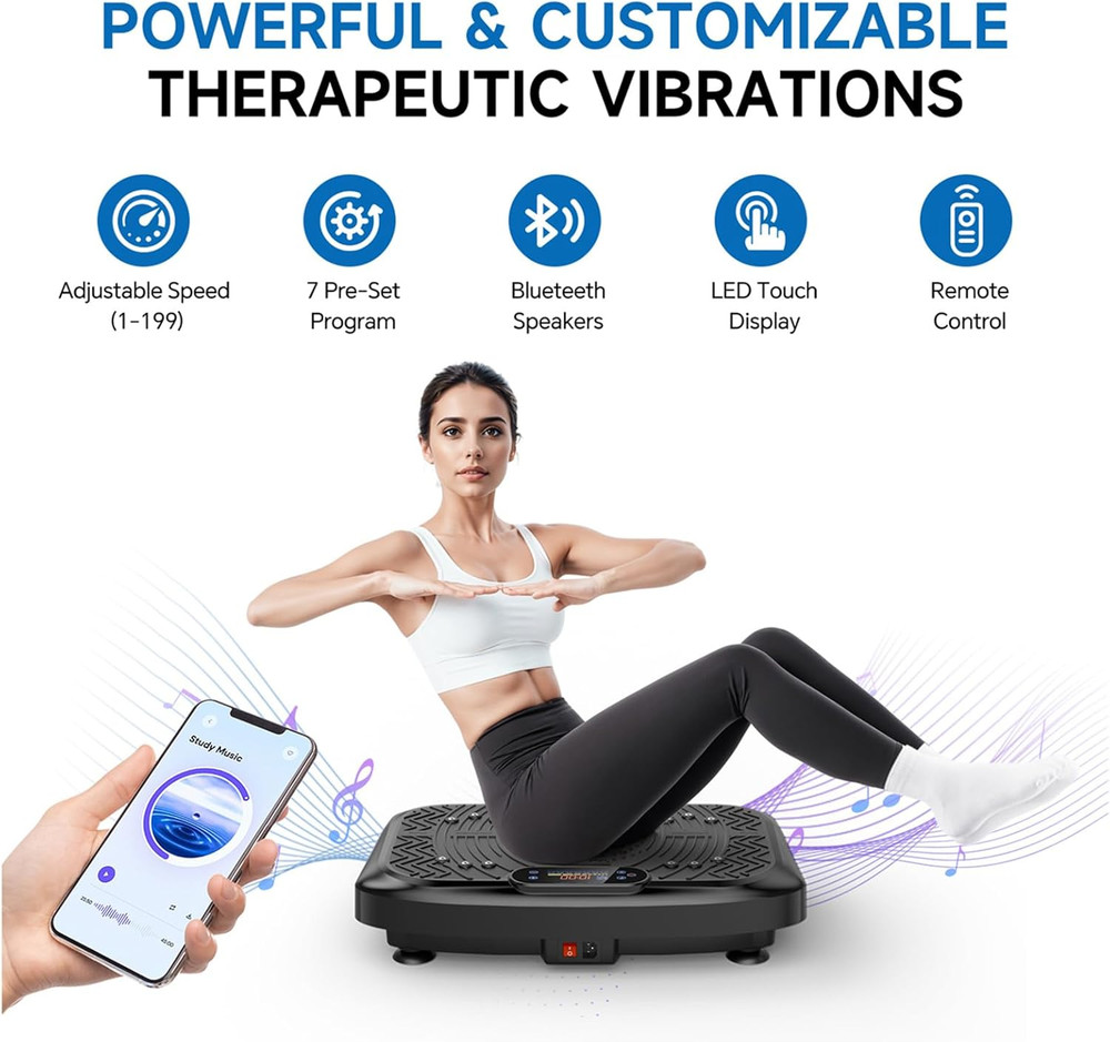 Vibration Plate Exercise Machine, 199 Adjustable Speeds, 450 Lbs Capacity