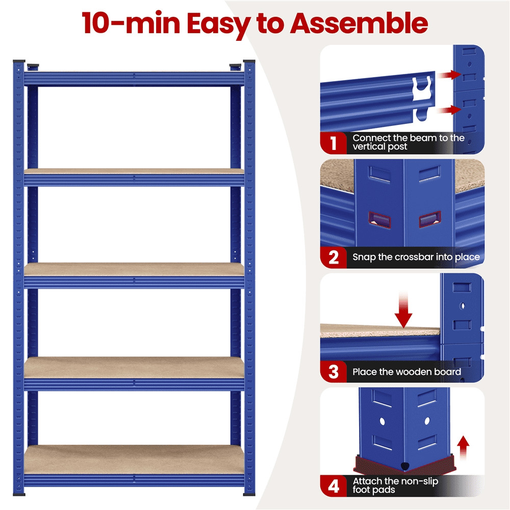 5-Tier Metal Boltless & Adjustable Storage Rack, Black