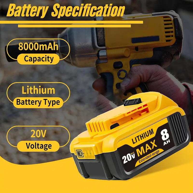 【high-quality】4Pack DCB200 20V 8Ah Lithium-lon Battery Replacement for Dewalt