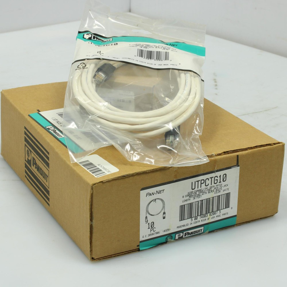Panduit UTPCTG10 10x Cat6 10Ft White Network Patch Cables - New