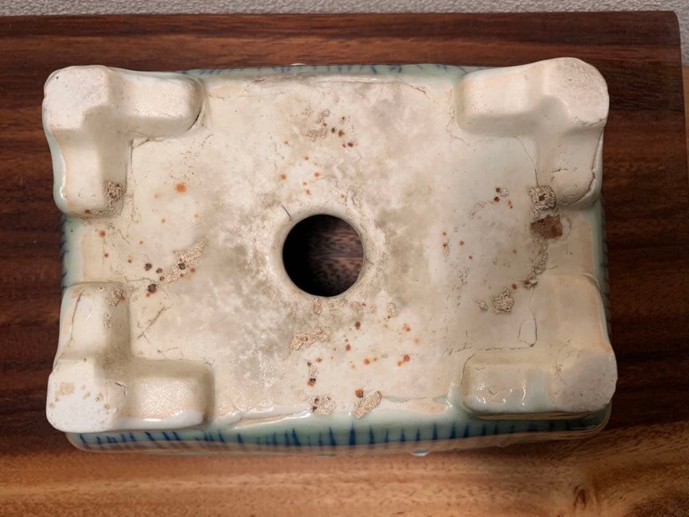 Celadon Rectangular Bonsai Pot Antique Blue and White Miniature Tree Container