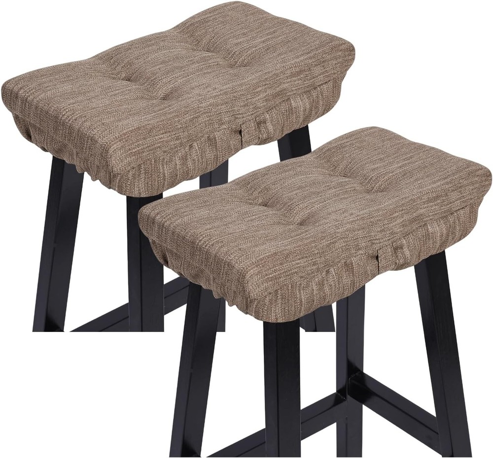 Set of 2 Memory Foam Stool Cushion Rectangular Dual-Layer Design Saddle Stool