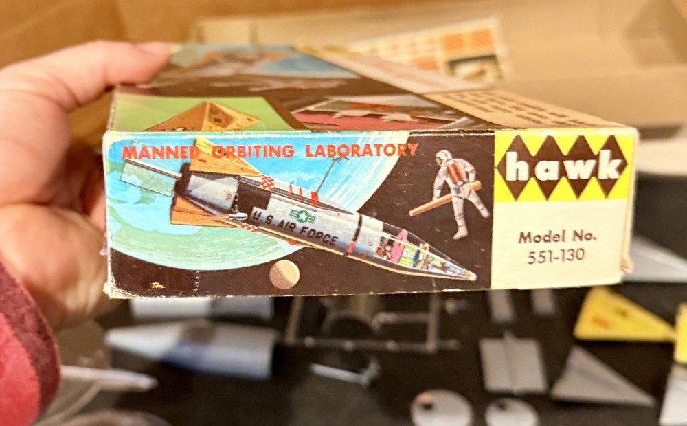 Vintage HAWK 1968 Manned Orbiting Laboratory Model Kit 551-130 Opened Started