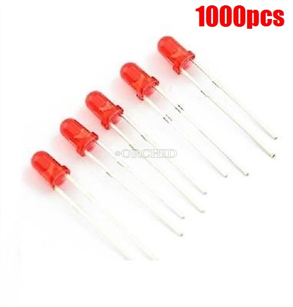 1000Pcs Diffused Led 3Mm Red Color Red Light Super Bright ra