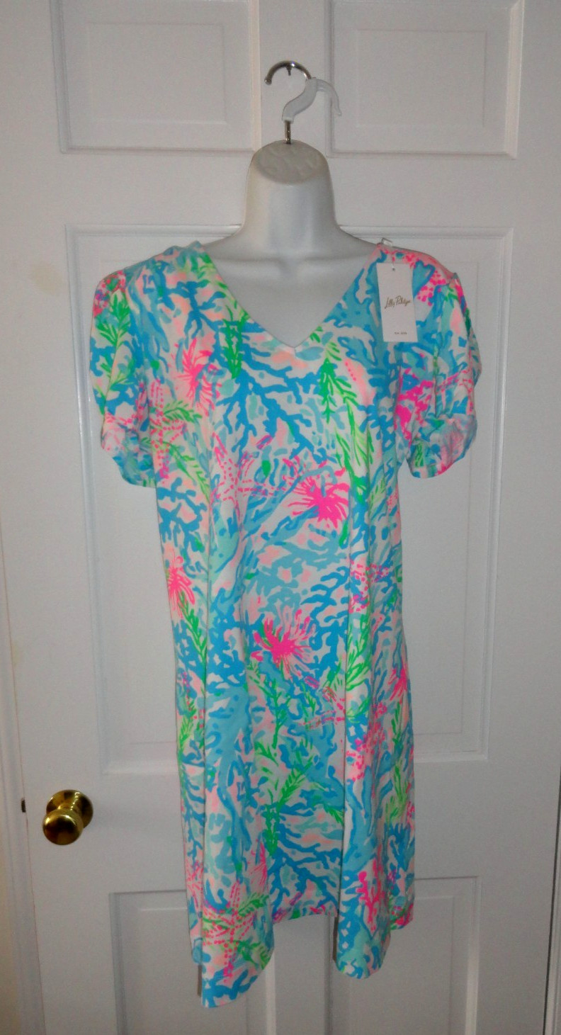 Lilly Pulitzer Aleece Dress XXL Multi Coral Bay Short Sleeve