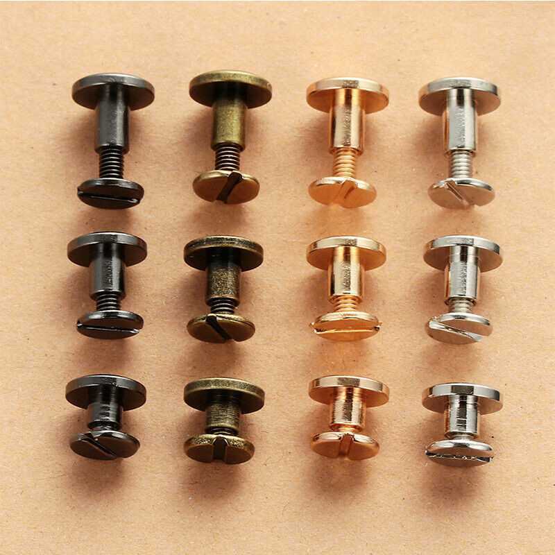 Flat Belt Craft Chicago Solid Rivet Screw Leather Nail Stud Heads Brass