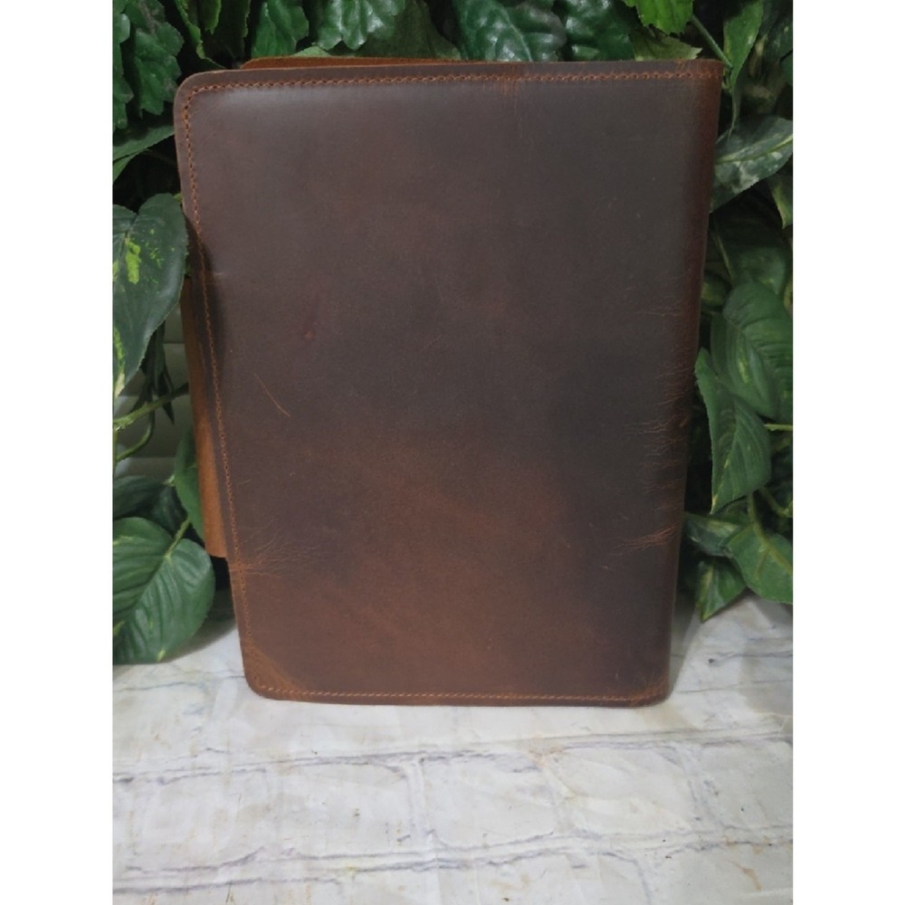 Handmade Brown NWOT Leather Refillable Calendar/Notebook W/ Snap Strap