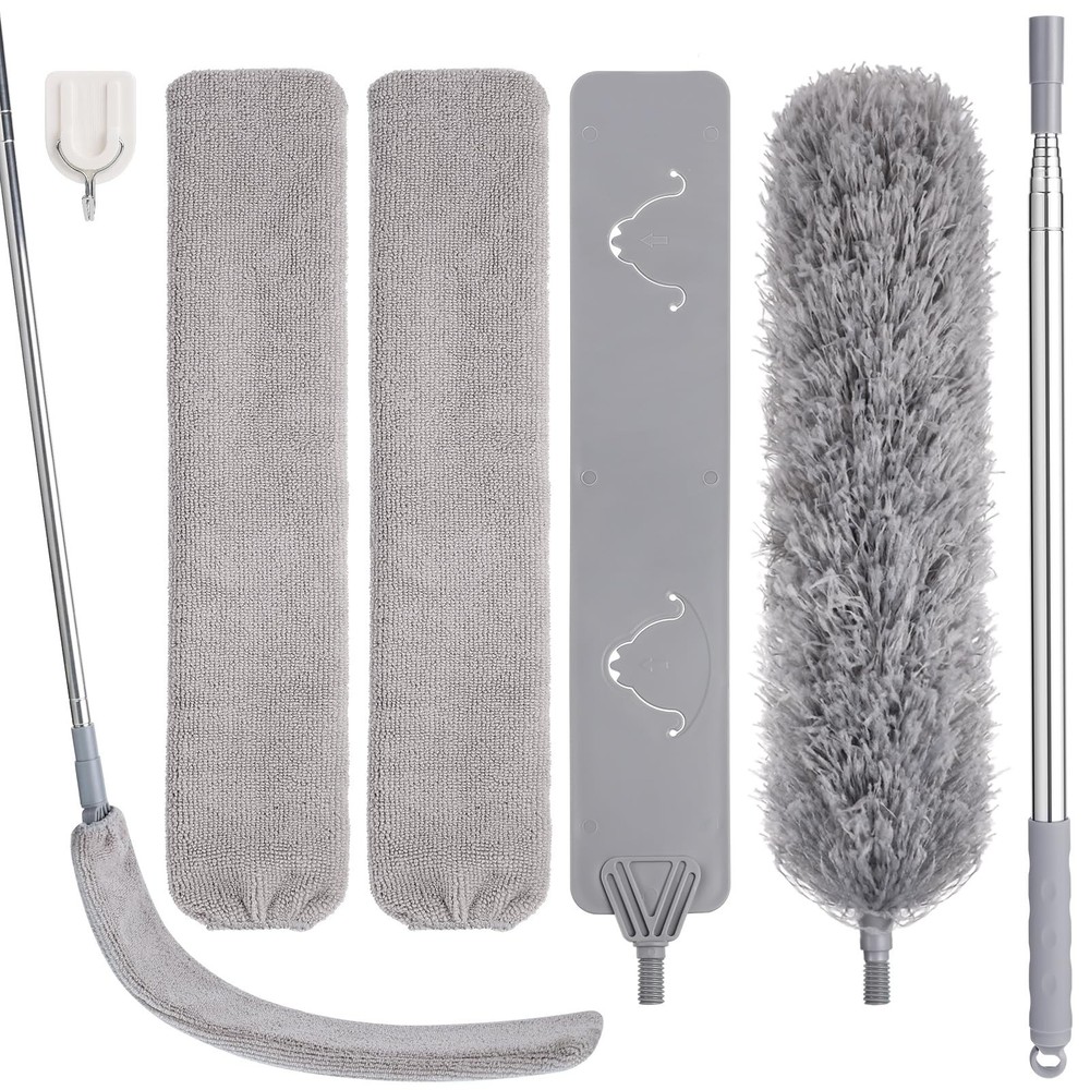 Feather Duster Set (4 Pieces), 30-100 inch Microfiber Retractable Gap Duster ...