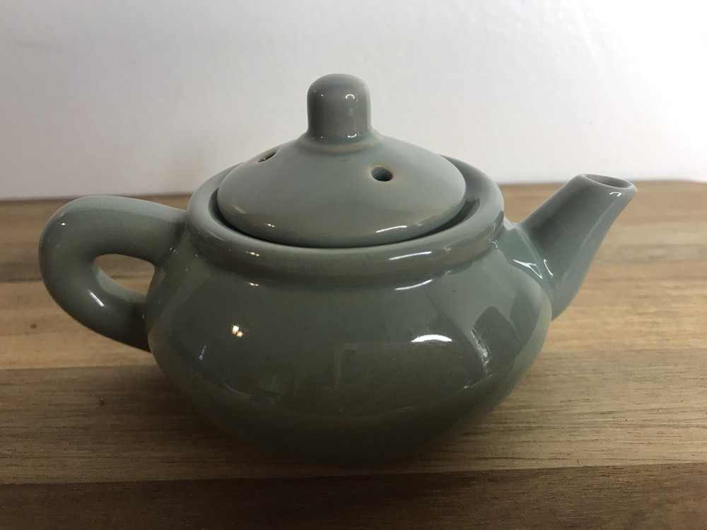 Miniature Green/Blue Glaze Ceramic Teapot