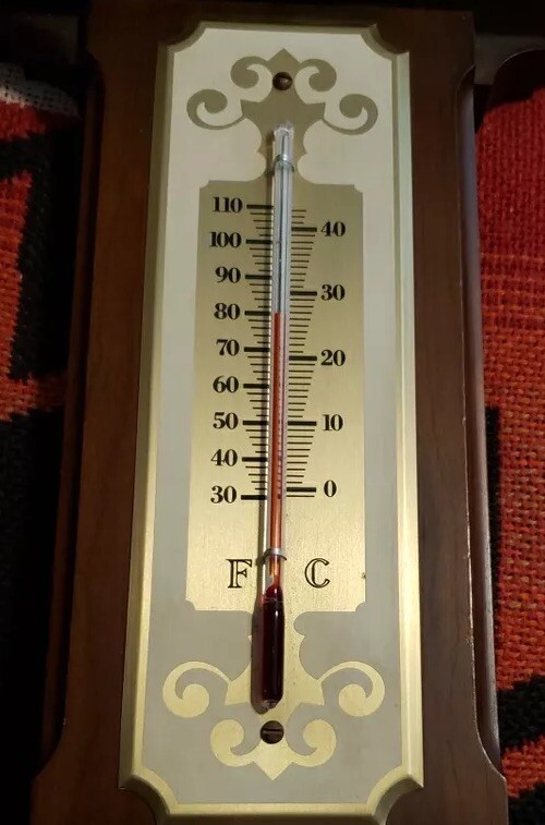Taylor Walnut And Brass Cabinet Barometer/Thermometer Wall Mounted