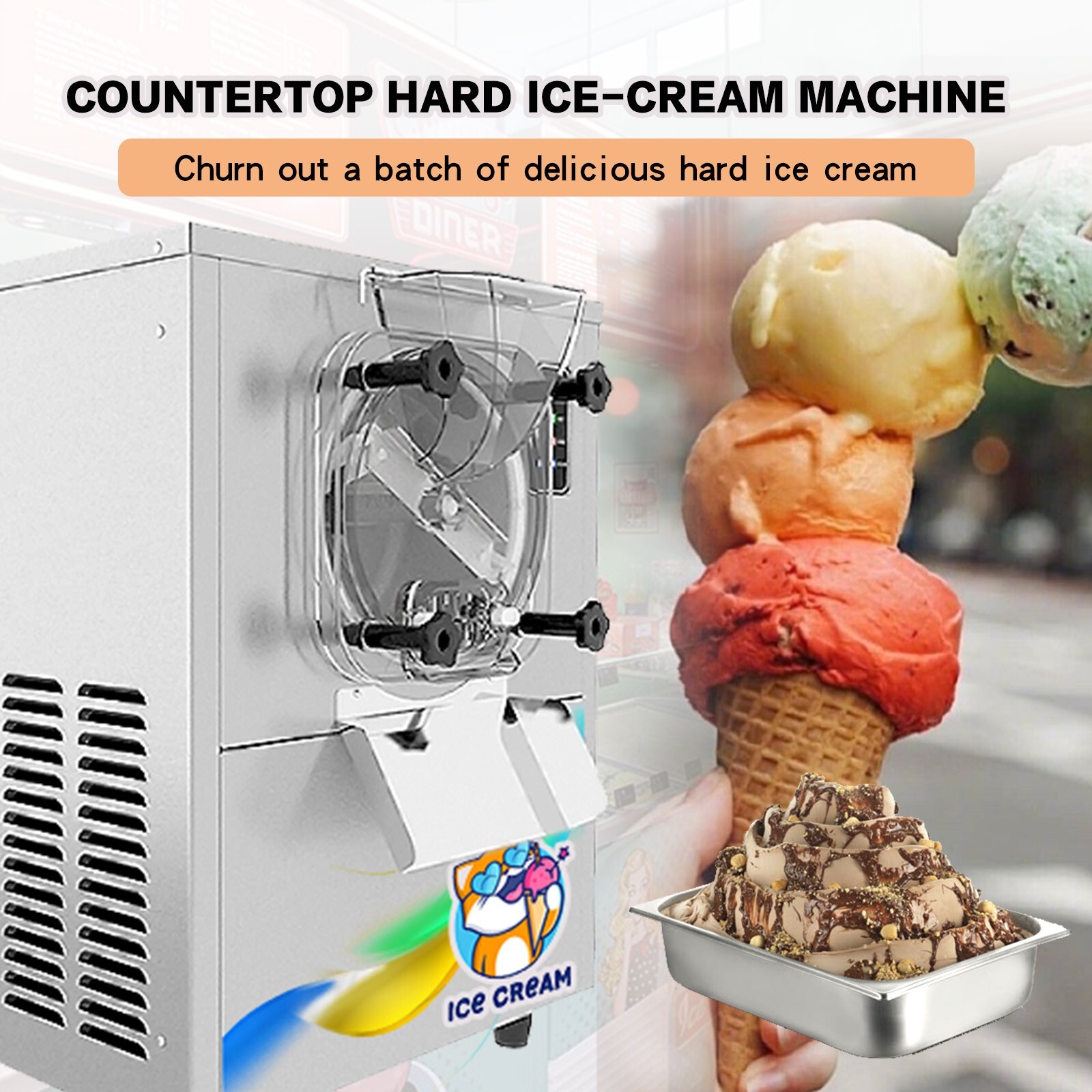Kolice Commercial Tabletop Gelato Hard ice Cream Machine 4 gal/hour