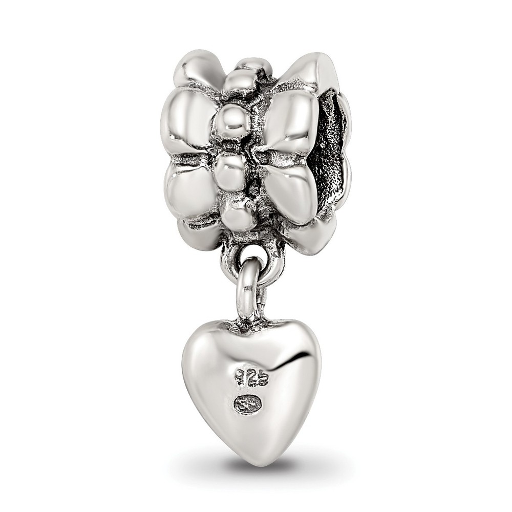 Silver Reflections Heart Dangle Bead QRS476