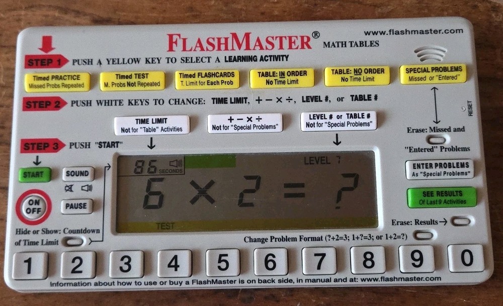FlashMaster Math Tables Electronic Learning Tool MT1A - Excellent Condition!