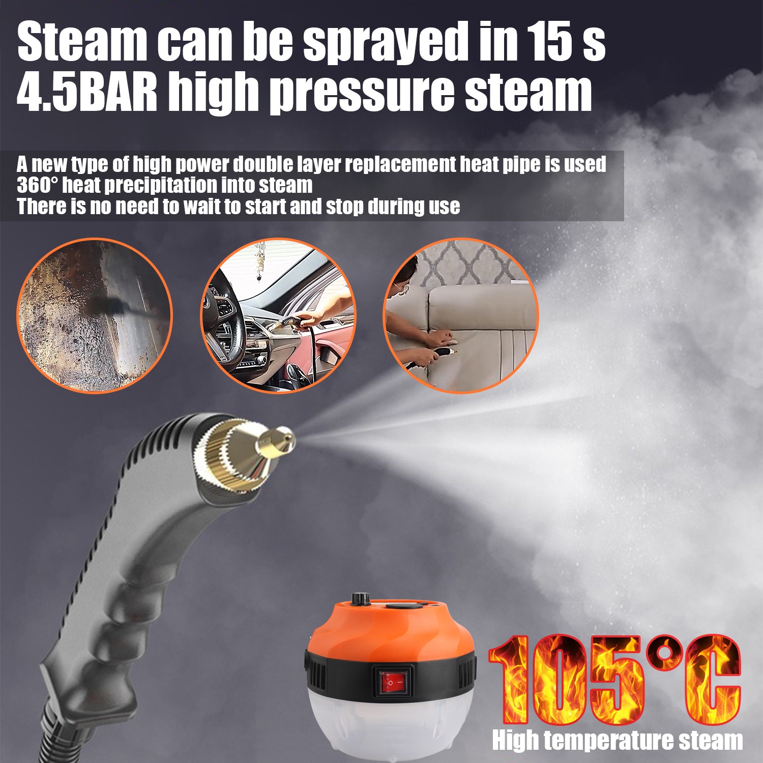 3800W Handheld Steam Cleaner High Pressure Household Car Steam Cleaning Machine