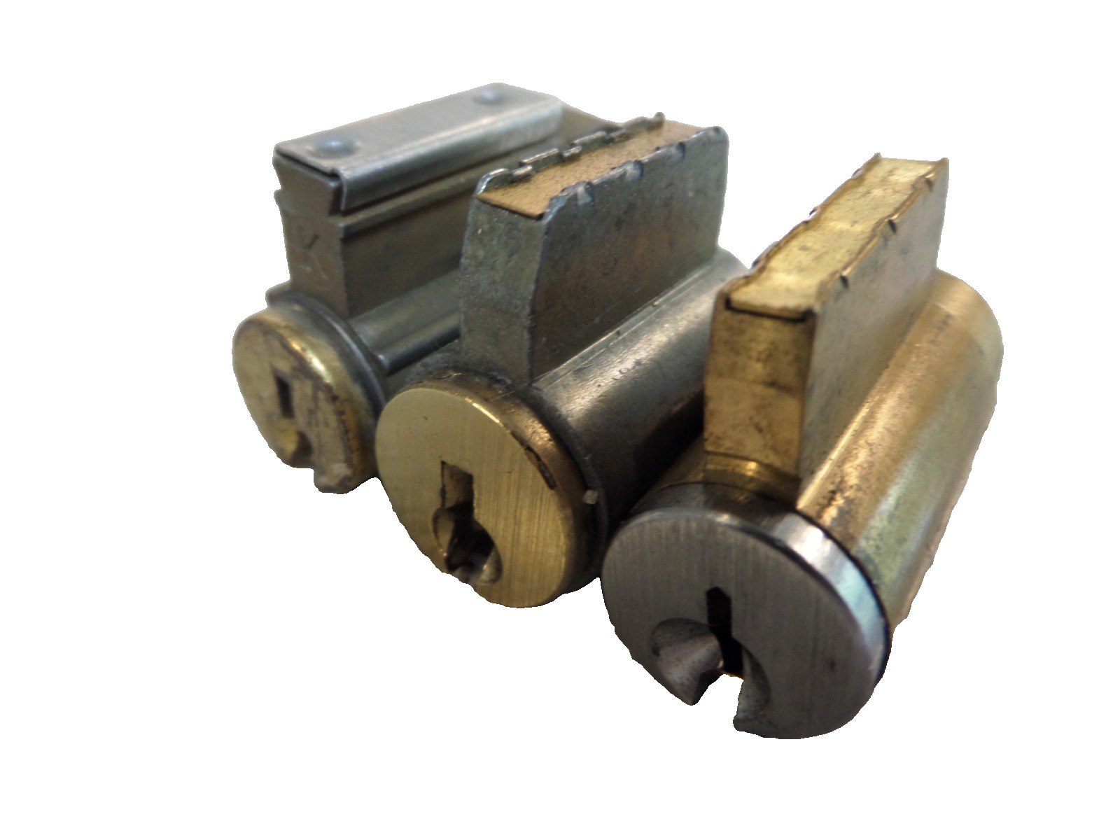 LOT OF 3 KW1/SCHLAGE/SC1 5 & 6 PIN LOCK CYLINDERS USED NO KEYS LOCKSPORT