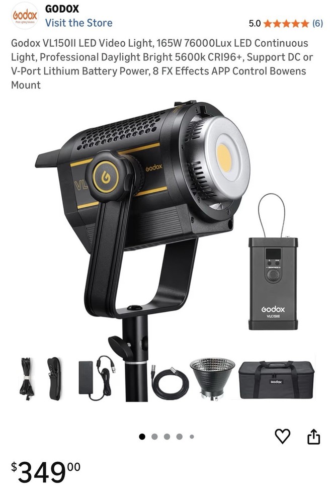 Godox VL150II LED 165W Continuous Light, FX Effects, APP Control, Bowens