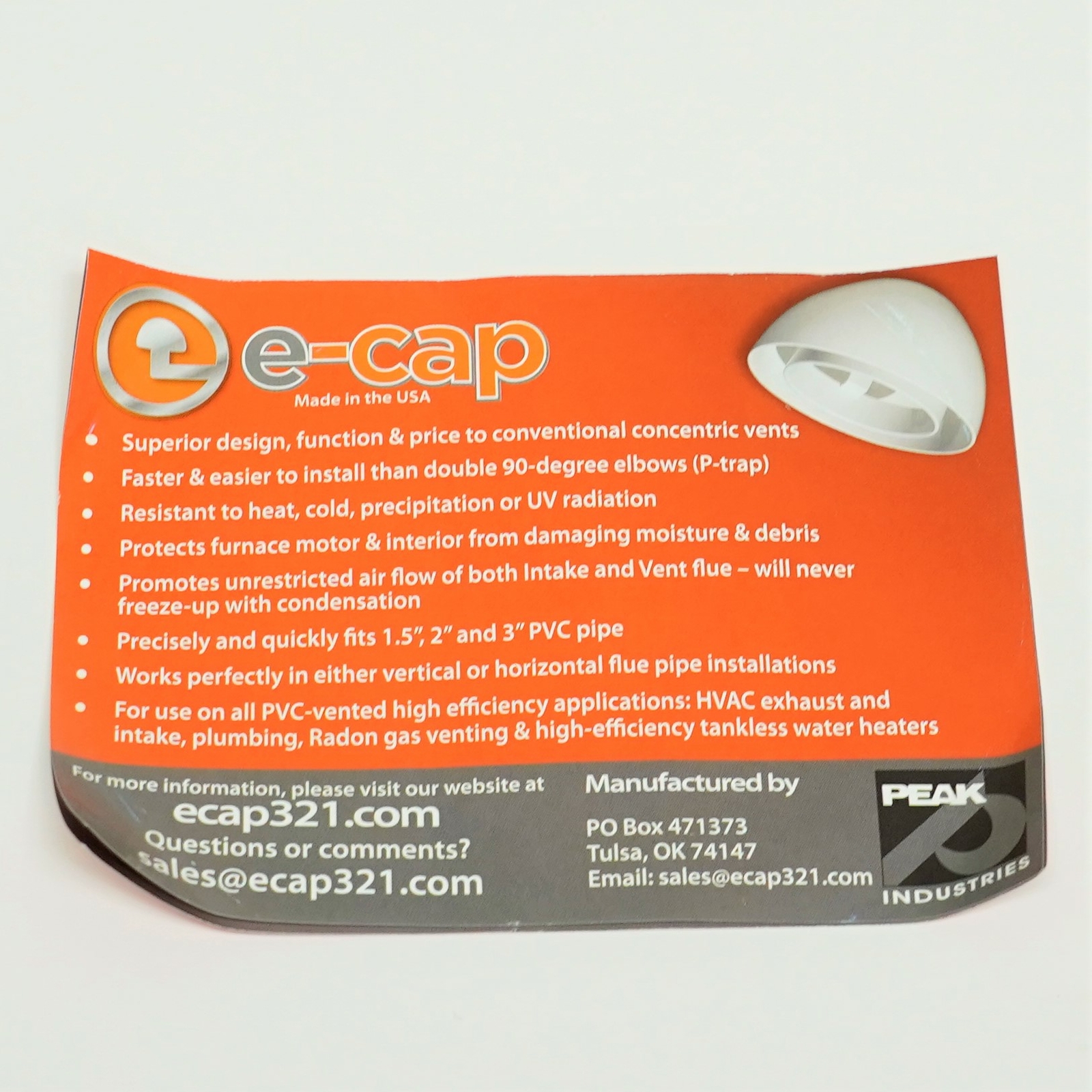 ECAP321 PVC Flue Pipe Rooftop Vent Cap