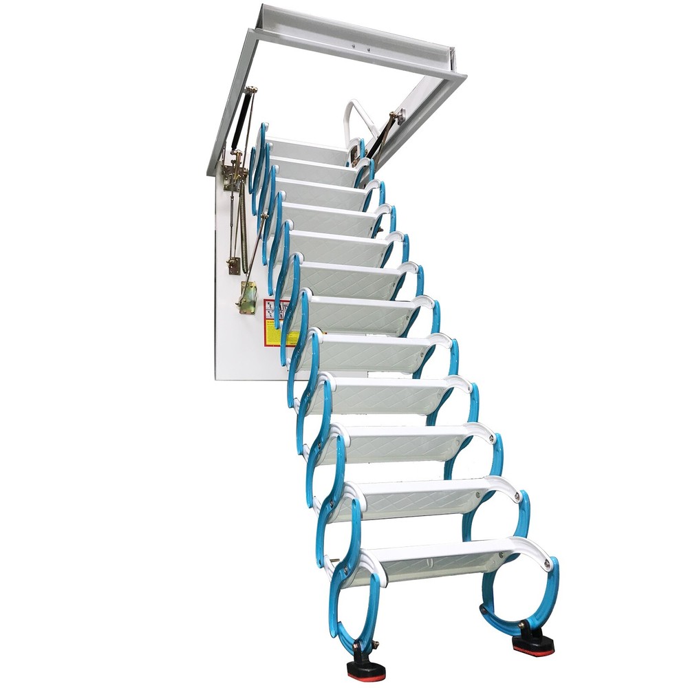 9.84ft Blue Pull Down Attic Ceiling Ladder Folding Loft Stairs 27.56''x 39.37''
