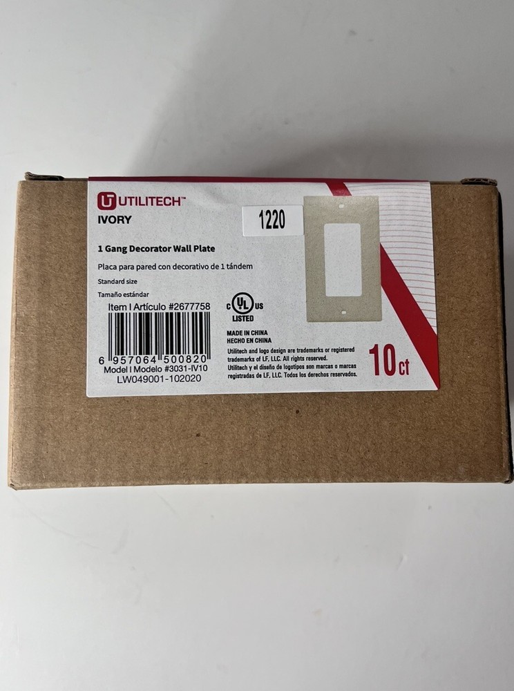 Utilitech 1-Gang Standard Decorator Wall Plate, Ivory  (10-Pack)