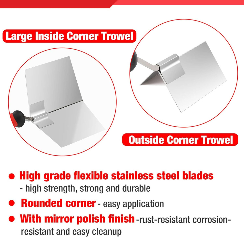 Drywall Corner Tool Set - 5" Outside & 3.5" Inside Knives with Soft Grip Handle