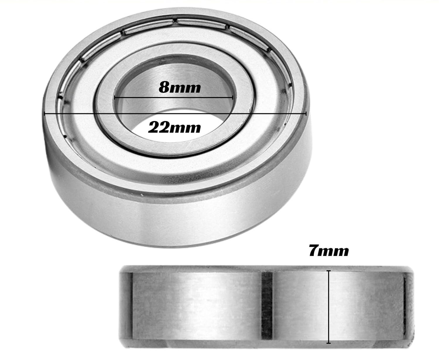 BGR (10 pcs) 608 ZZ Metal Shielded Ball Bearing, 8x 22x7 mm