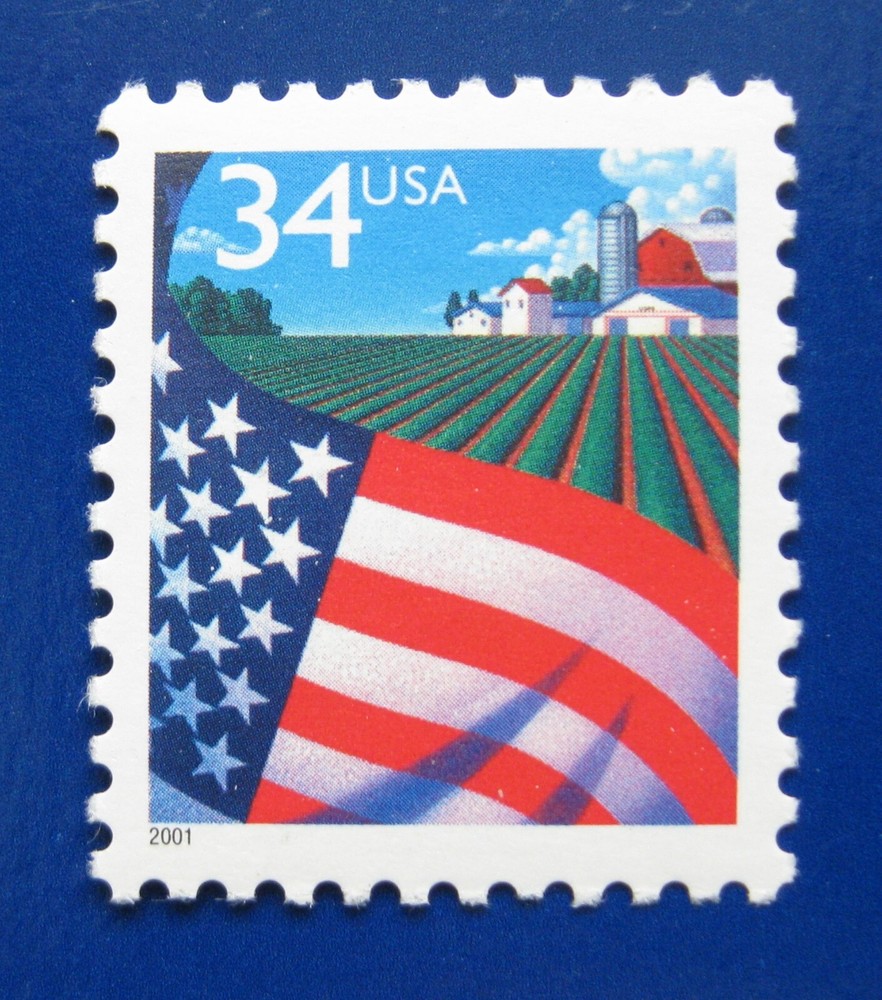 Sc # 3469 ~ 34 cent Flag Over Farm Issue