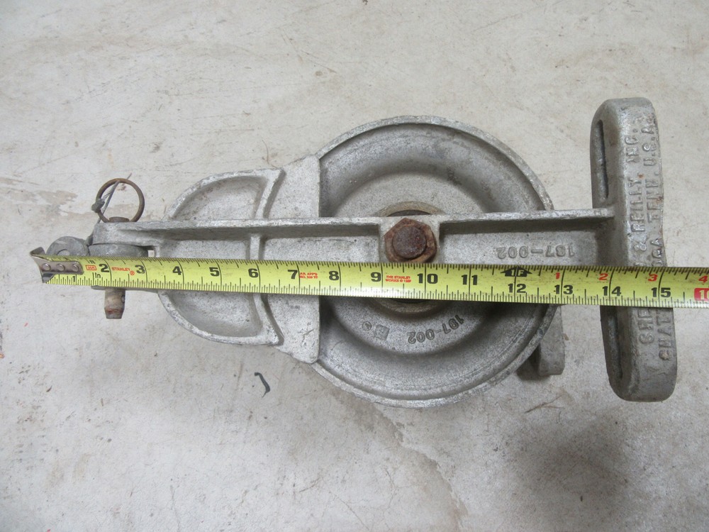 6" Sherman Reilly 3 Stringing Sheave Cable Block Pulley Snatch Lineman Tool