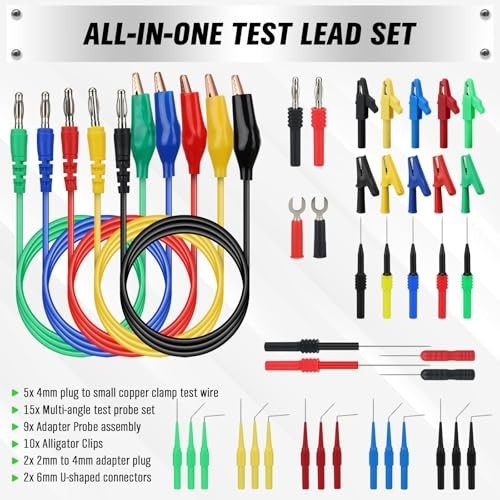 43-Piece Back Probe Kit - 30A Multi-Angle Test Probes, Alligator Clips, U-Shaped