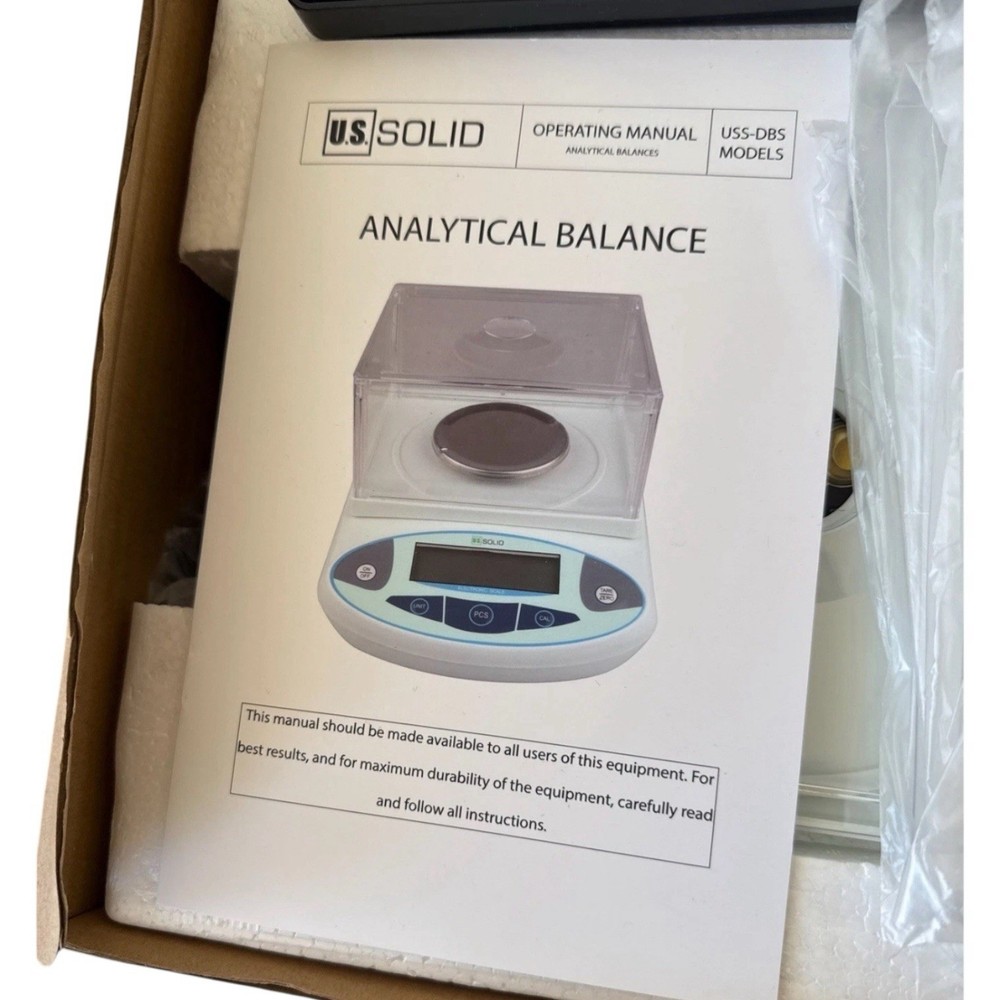 U.S. Solid Analytical Balance Scale 2000g x 0.01g w/ Draft Shield – New Open Box