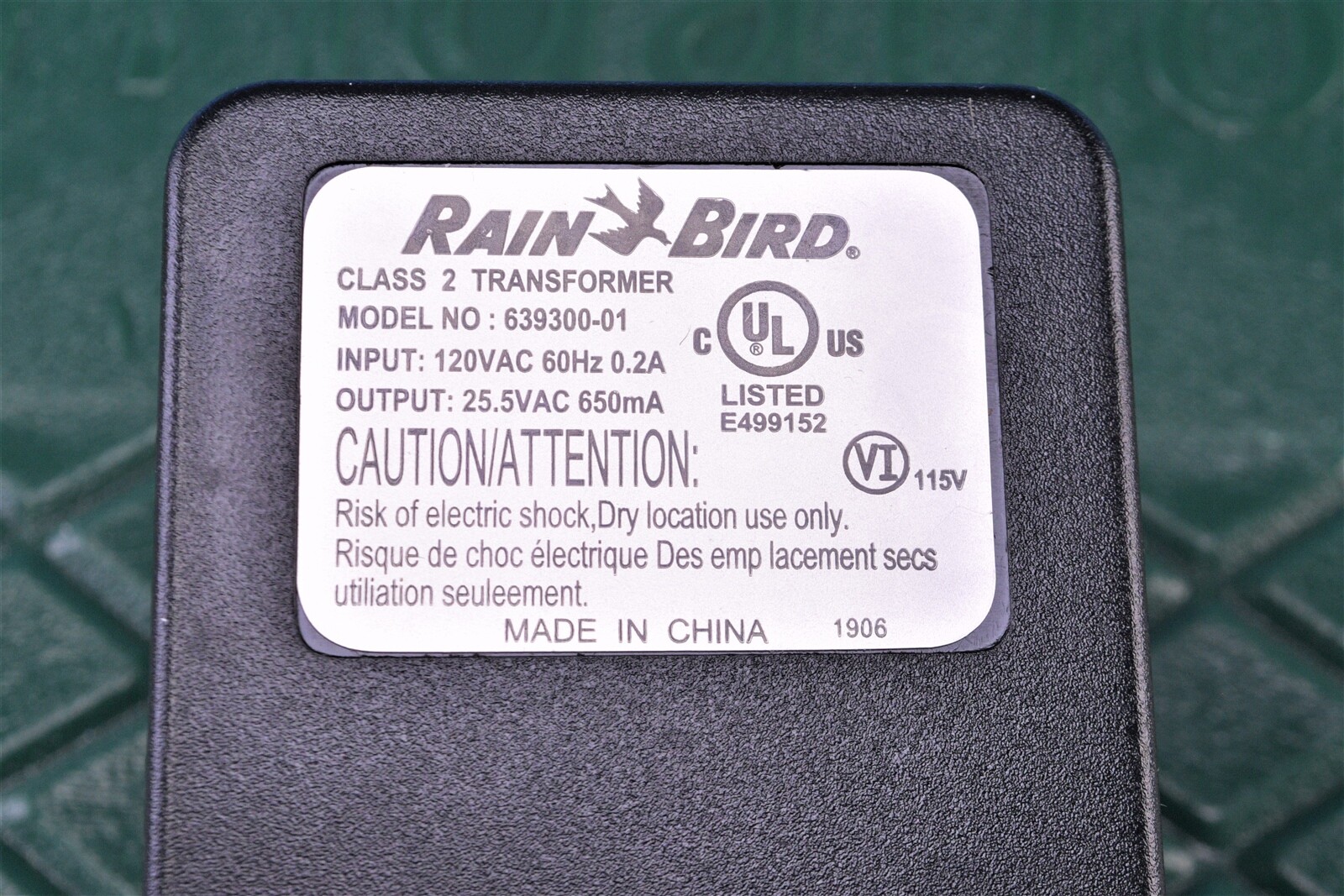 Rainbird Sprinkler Timer Transformer Power Supply for ESP-RZX RZX6i