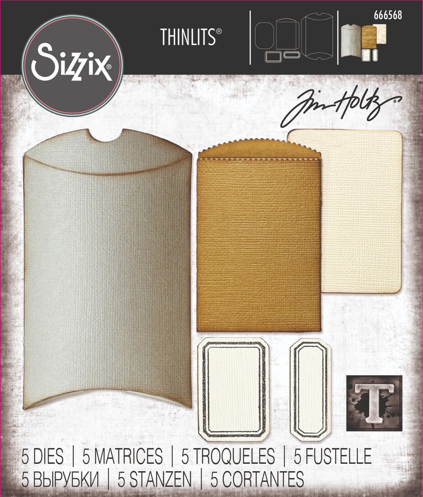 Tim Holtz "VAULT PILLOW BOX + BAG" Sizzix Thinlits Cutting Dies Spring 2024
