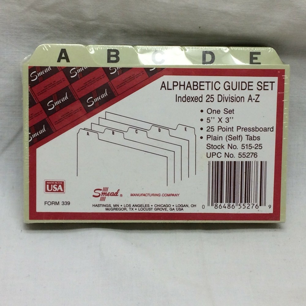 Smead Alphabetic Guide Set Indexed 25 Division A-Z