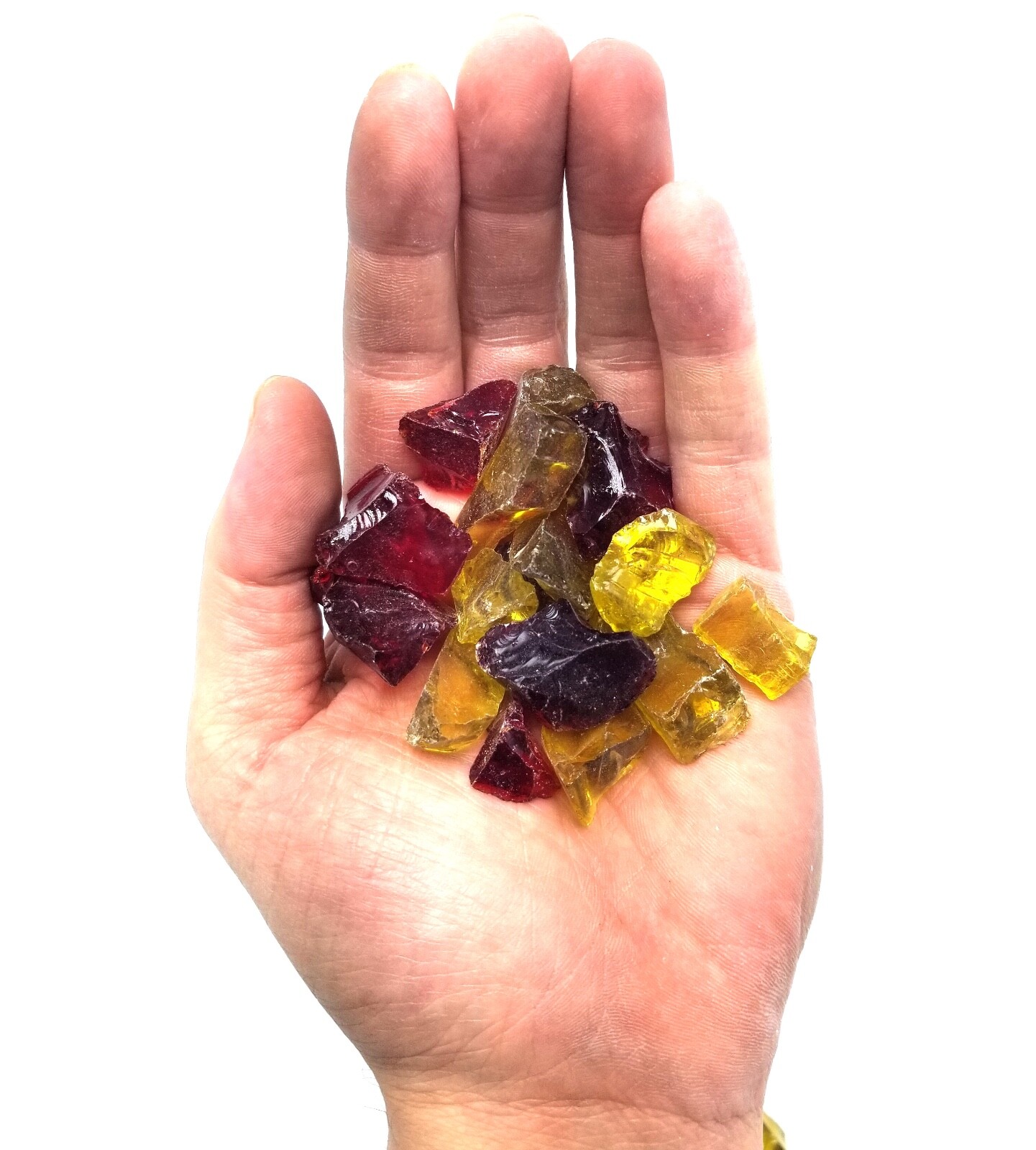 VIVID Red, Amber Blend 1/2", 3/4" Large Fireplace Fire Pit Fireglass Glass