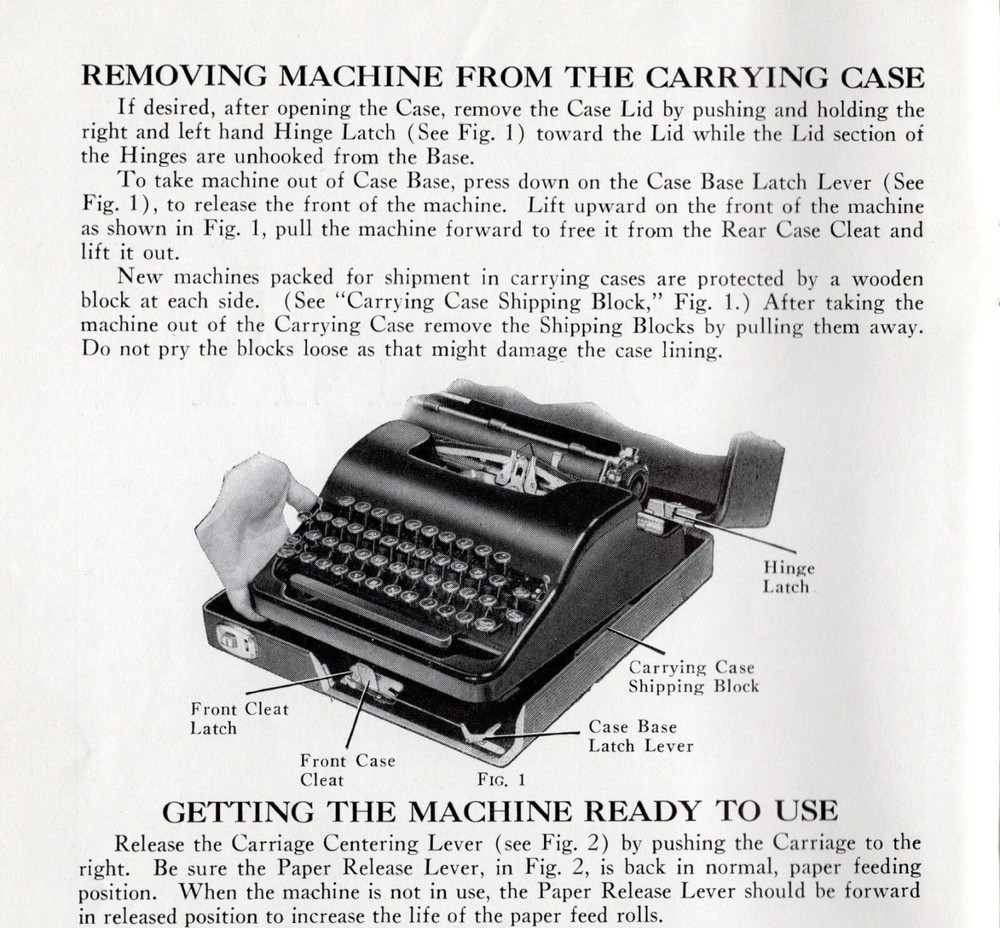 Smith Corona Floating Shift Typewriter Instruction Manual Repro User Portable