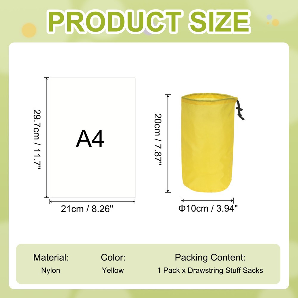 Stuff Sack Nylon Waterproof Storage Sacks 4x8Inch Yellow