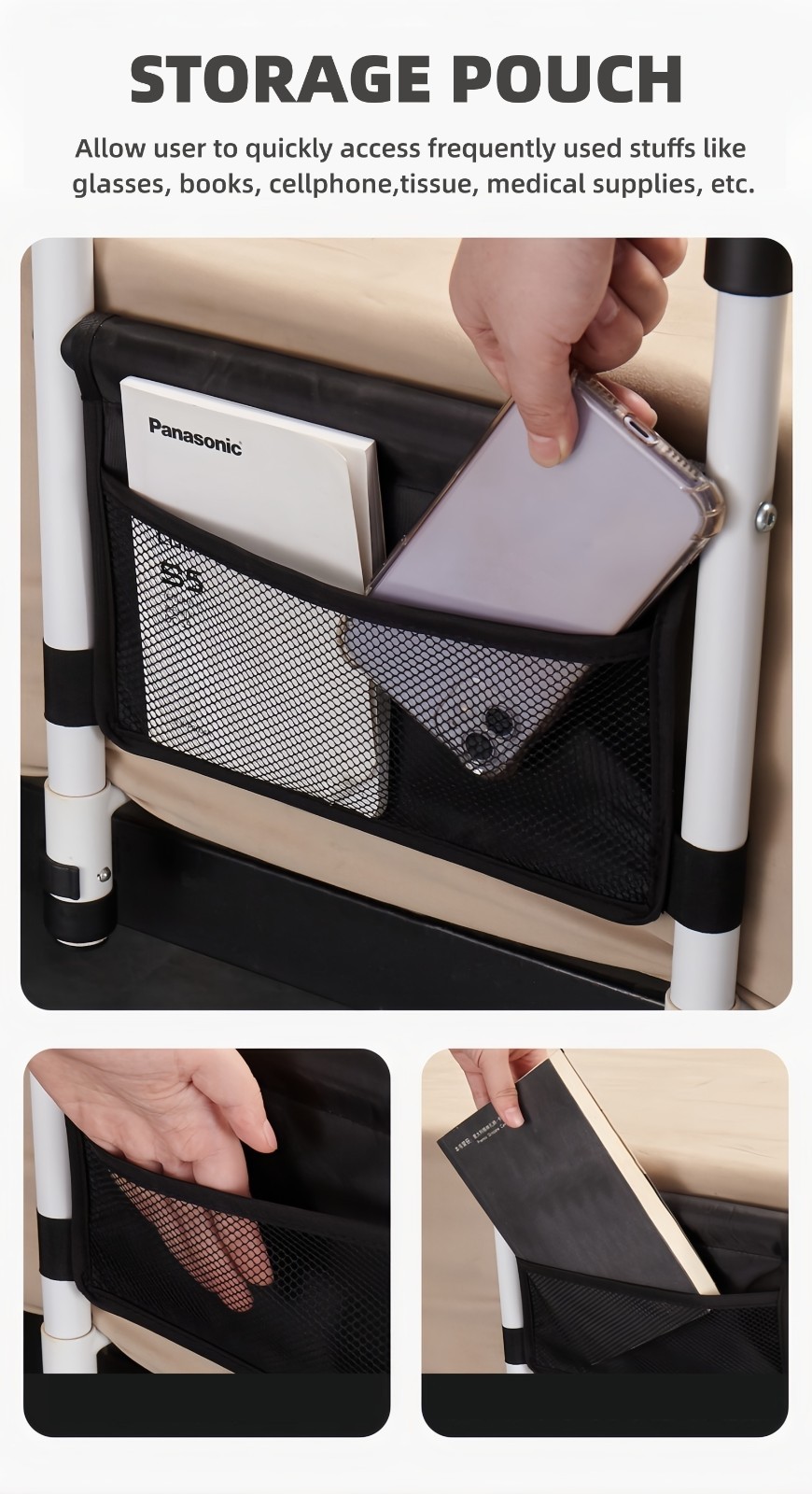 Bed Rails for Elderly Adults, Bed Side Assist Rail for Seniors with Motion Light