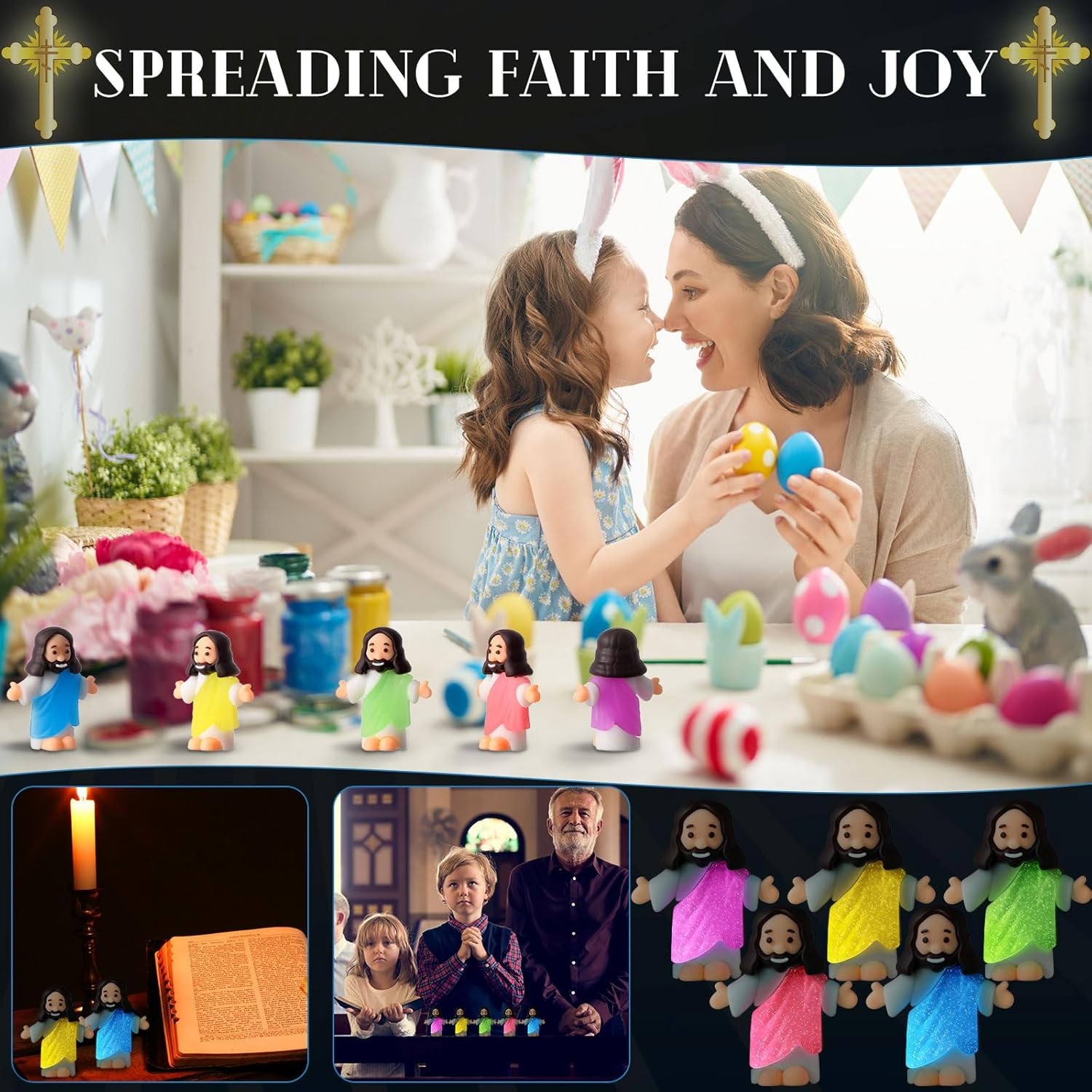 25 Pcs Little Jesus Figures Glow in The Dark Jesus Bulk Christian Gifts for Kid