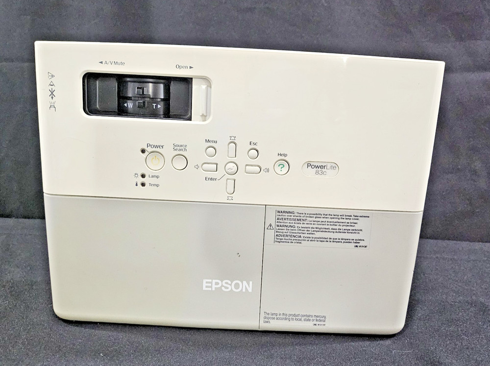 Epson PowerLite 83C EMP-83 LCD Projector VGA S-Video LAN + Cable Bundle Tested