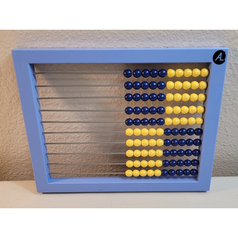 AL Abacus RightStart Math Manipulative Blue Yellow 100 Beads Double Sided Visual