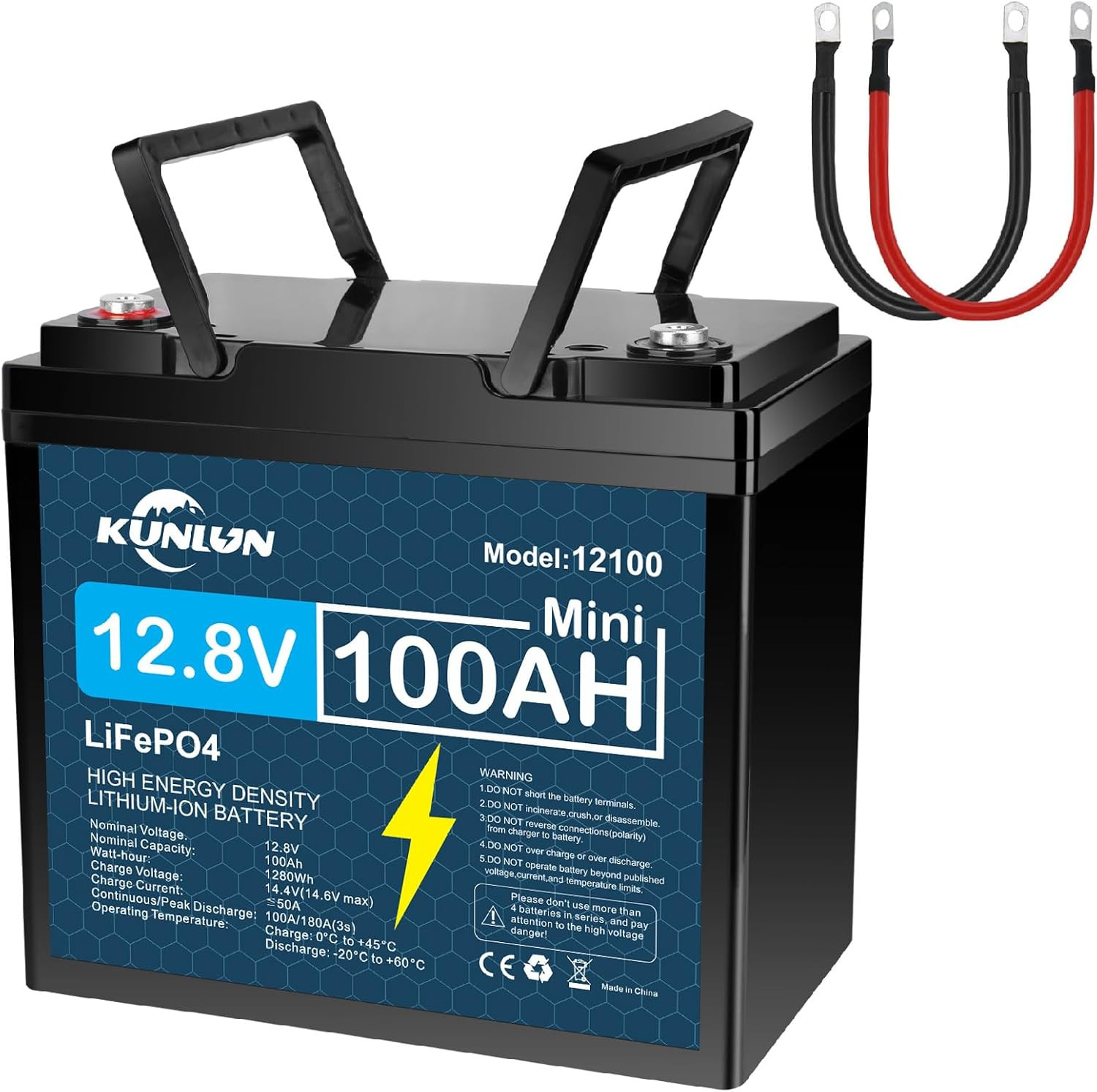 12V 100AH LiFePO4 Lithium Battery Deep Cycle BMS for Solar Panel RV Off-grid US