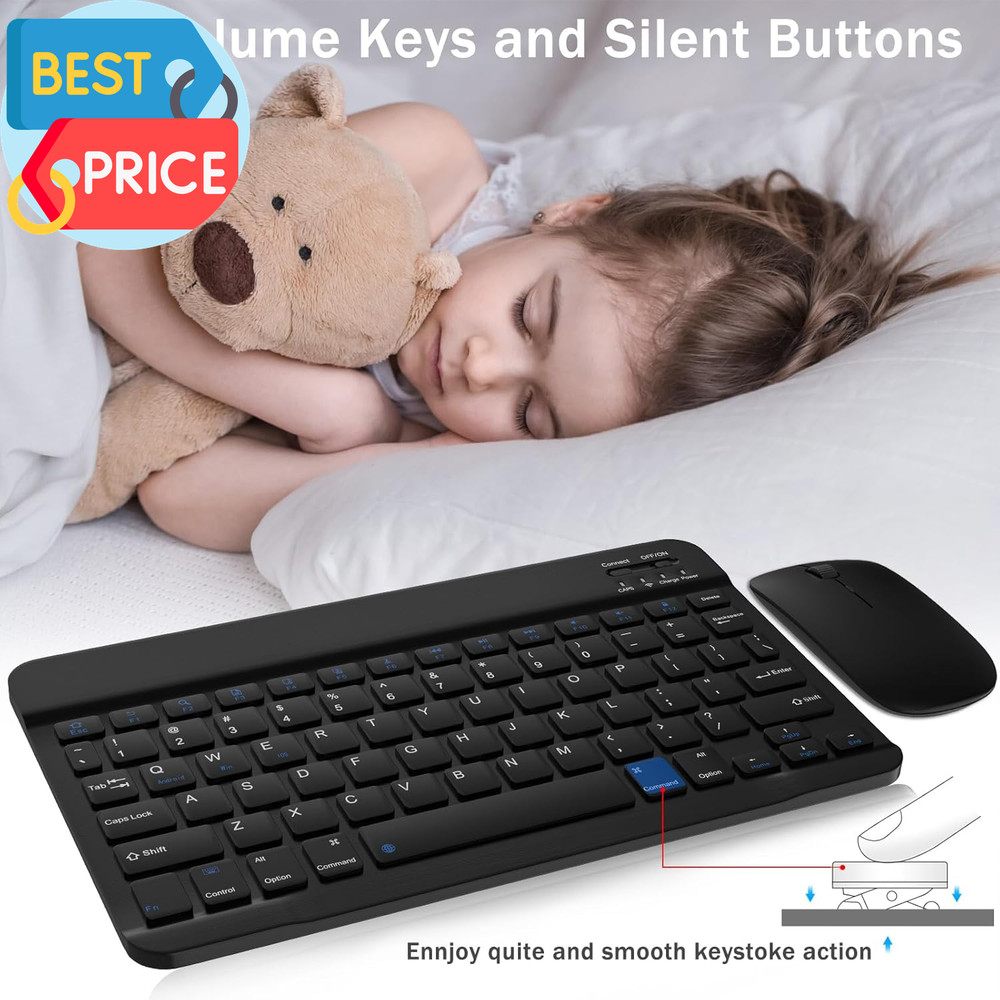 Rechargeable Bluetooth Keyboard and Mouse Combo Universal Ultra-Slim Wireless