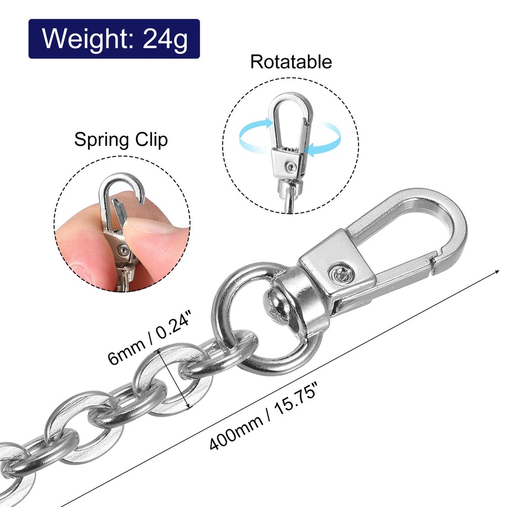16"x0.24" Purse Chain Strap, Purse Handle Shoulder Replacement Strap(Silver)