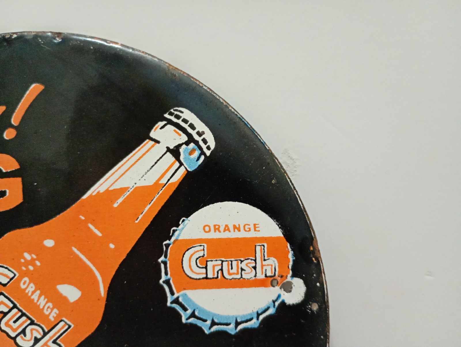 Vintage Orange Crush King Size Soda Porcelain Enamel Sign 6" Inches
