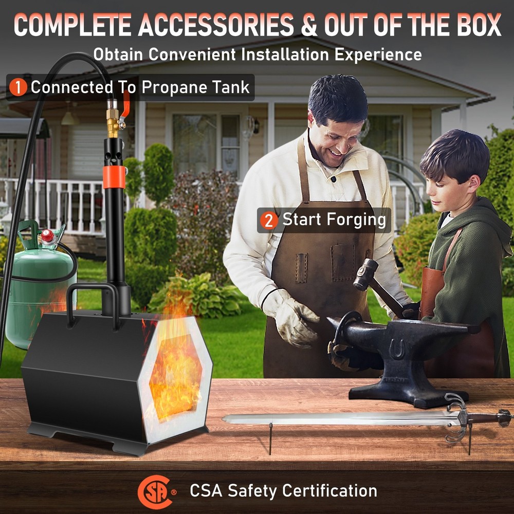 HOT/ Propane Forge Portable,Single Burner Tool and Knife Making,Large Capacity