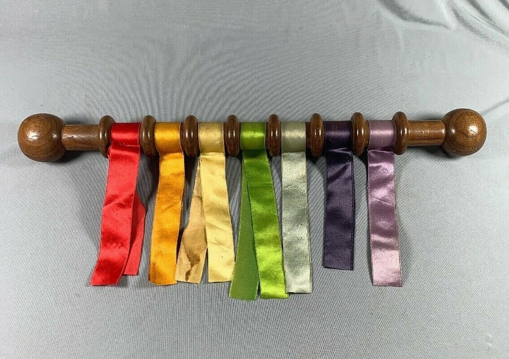 Vtg Wood Wall Hanger Rod Macrame