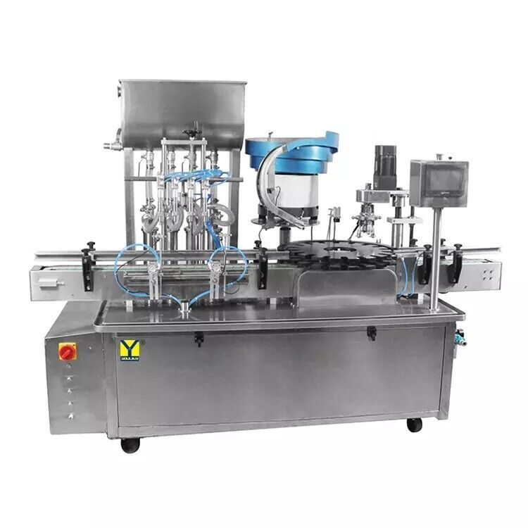 Automatic Glass Bottle Liquid Filling Capping Line Machine with Rotary Feeder